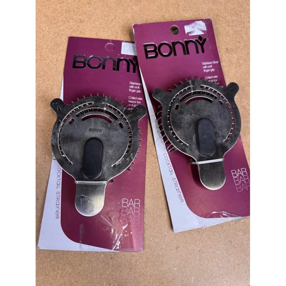 Lot of 2 Bonny Bar Stainless Steel Cocktail‎ Strainers with Soft Grip 78968
